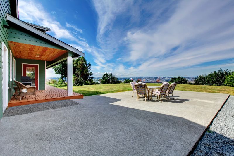 A photo of a concrete patio